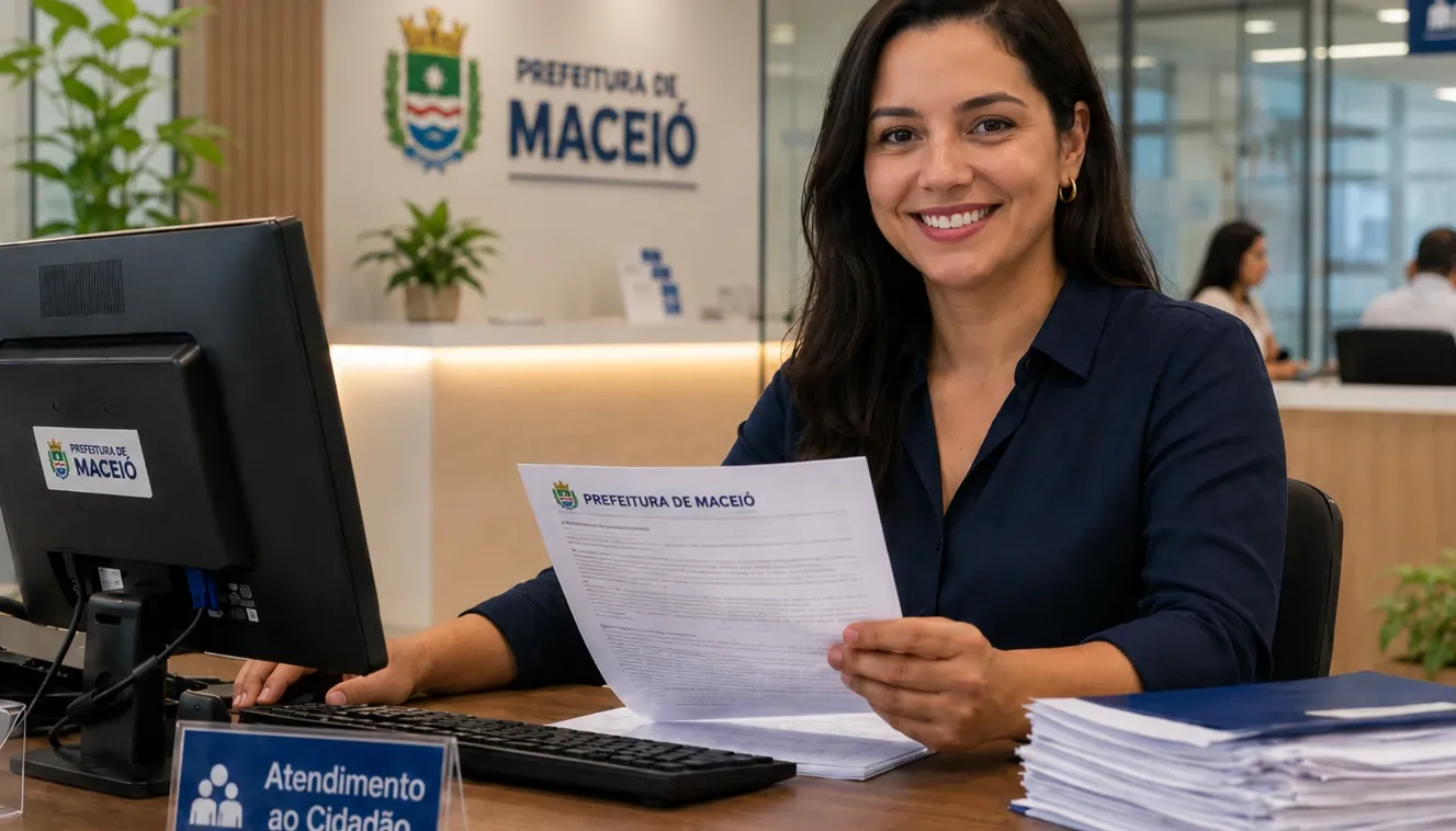 mulher trabalhando na prefeitura de maceio alagoas pós ser aprovada em concurso público