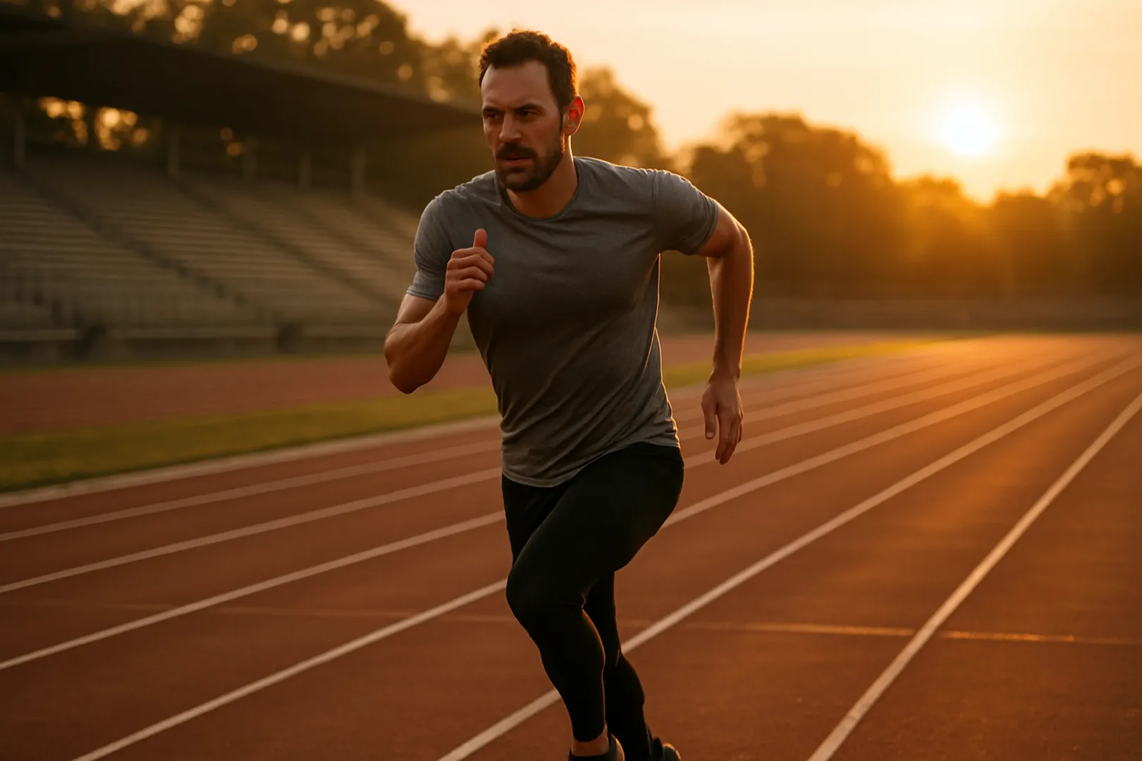 Candidato treinando corrida em pista para o teste de aptidão física de concurso policial
