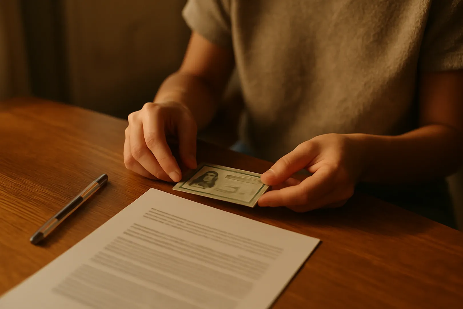 Candidato organizando documentos e material para o dia da prova de concurso