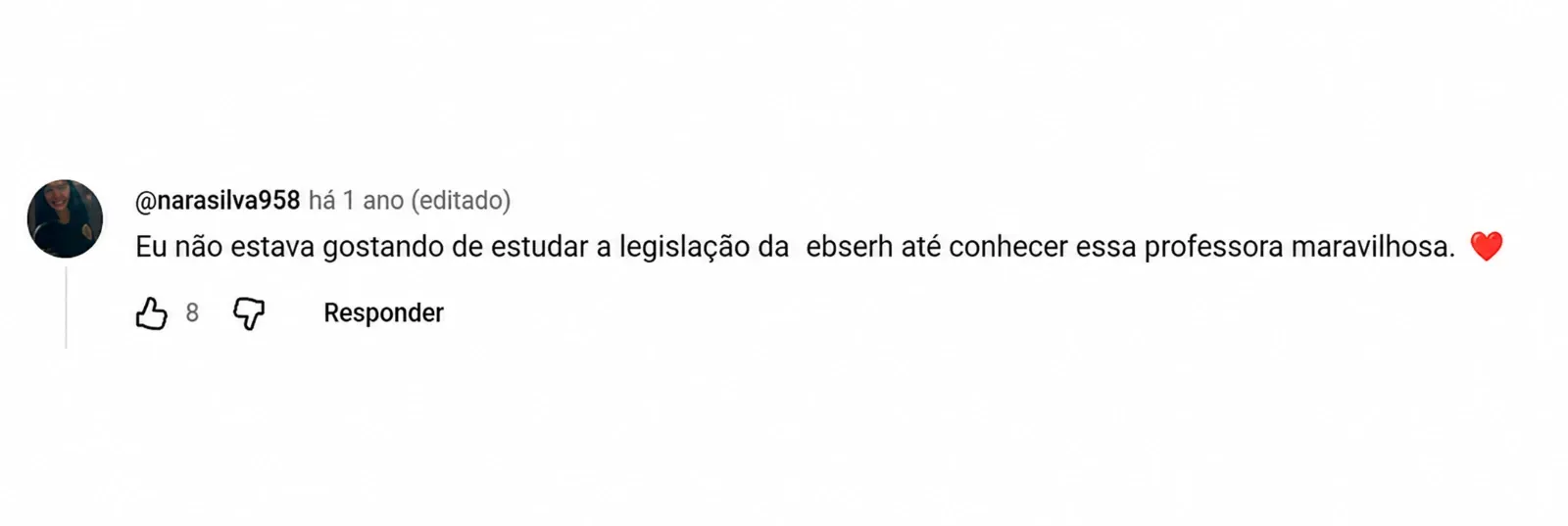Comentário no YouTube: Não consegui acompanhar a live ontem, mas estou assistindo hoje. Não desistirei!