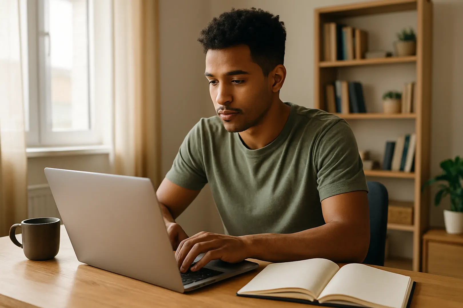Candidato estudando planilha eletrônica no notebook durante preparação para concurso