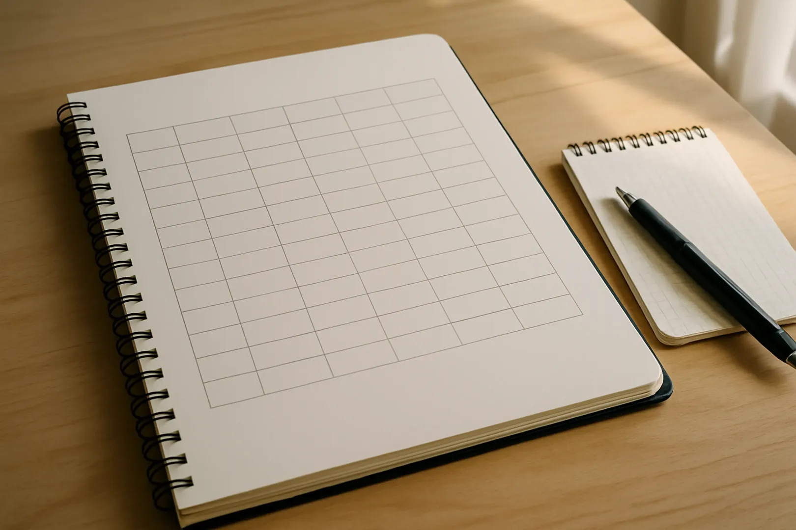 Mesa de estudo com notebook aberto em uma planilha de controle de estudos