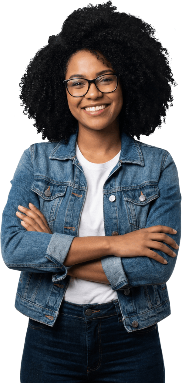 Aluno feliz estudando