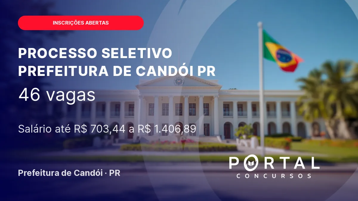 Estágio Prefeitura de Candói (PR) oferta bolsas de até R$ 1,4 mil