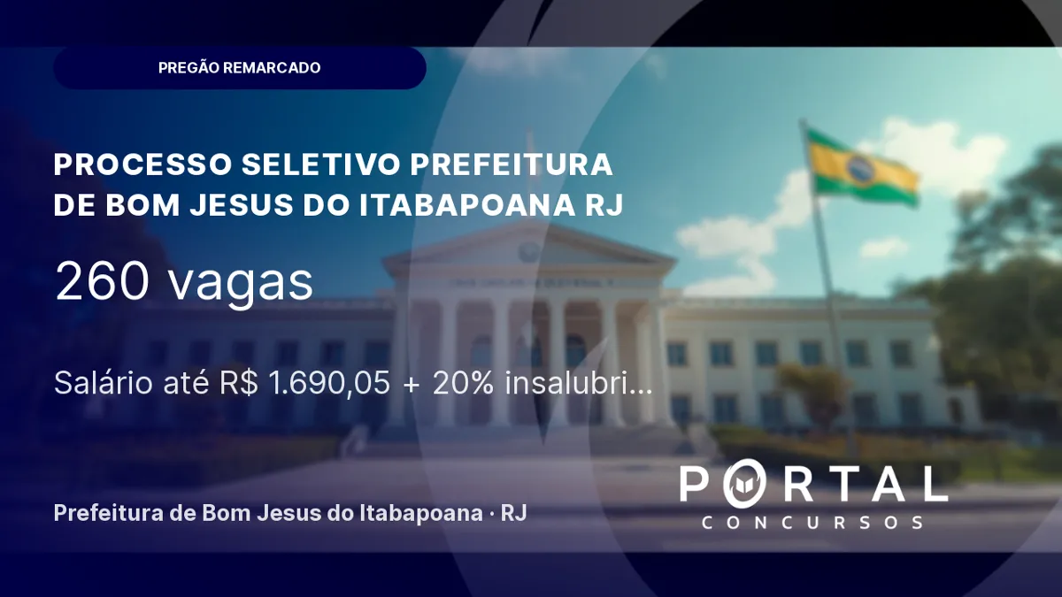 Pregão para escolha de banca do concurso Bom Jesus do Itabapoana RJ é remarcado