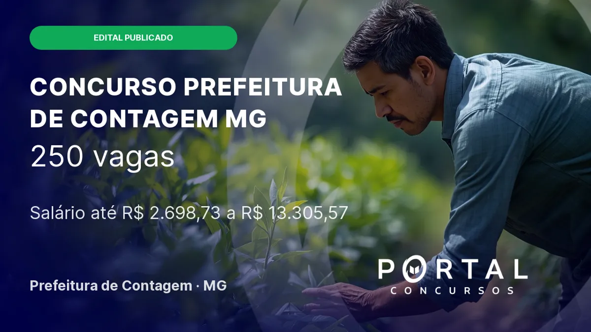 Concurso Prefeitura de Contagem - MG: salários até R$ 13.305