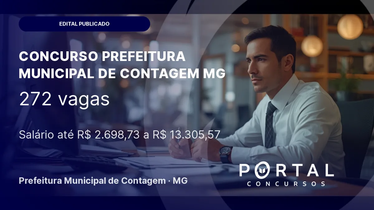 Concurso Prefeitura Contagem MG: 272 vagas abertas