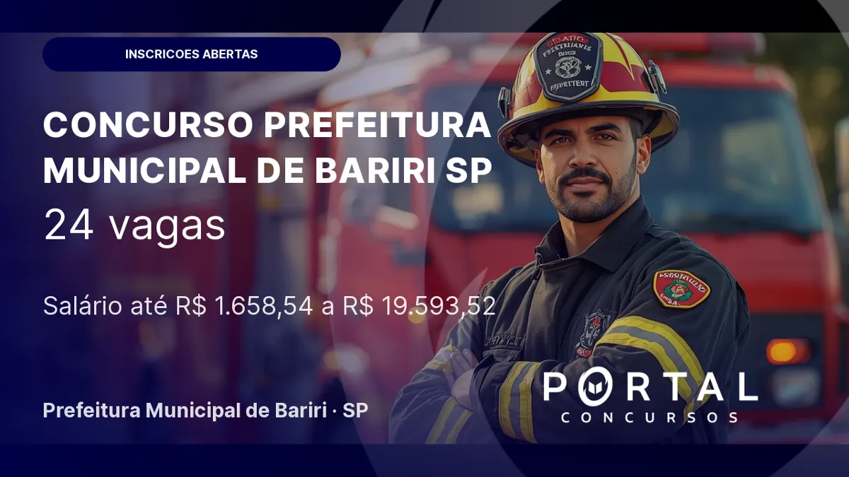 Concurso Prefeitura de Bariri SP: edital com 24 vagas