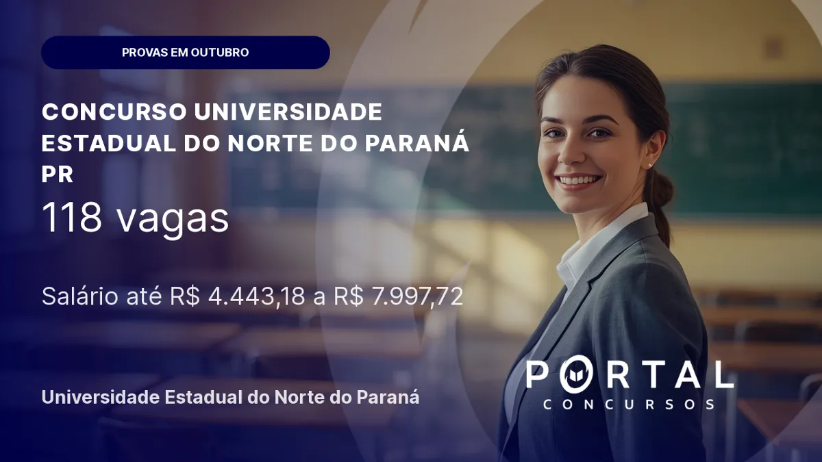 Concurso UENP 2026: 118 vagas, provas em outubro e salários até R$ 7,9 Mil!