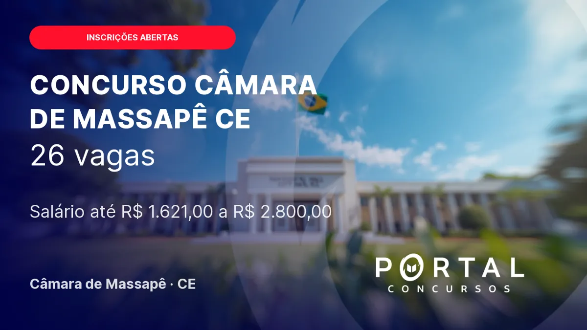Concurso Câmara de Massapê (CE) oferta 26 vagas!