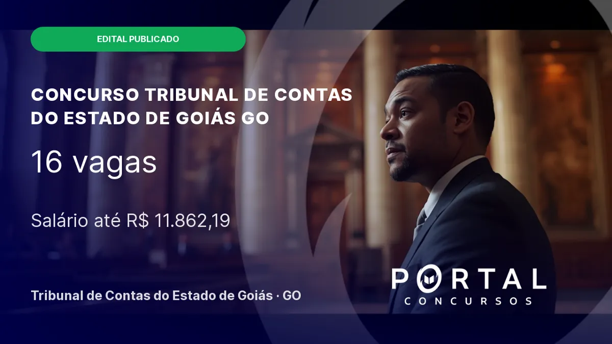 Concurso TCE GO: 16 vagas para nível médio com salários de R$ 11,8 mil
