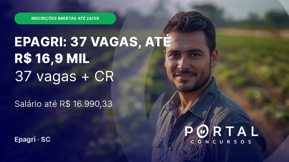 Concurso Epagri (SC) 2026: 37 vagas, salários de até R$ 16,9 mil