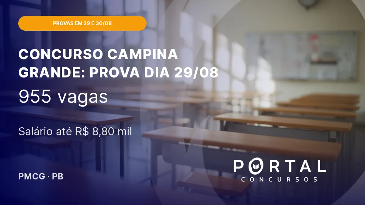 Concurso Campina Grande (PB): prorrogação leva prova para 29 e 30/08