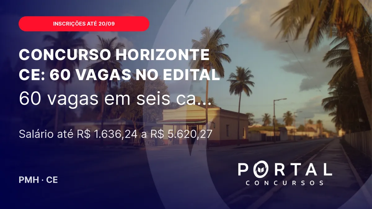 Concurso Prefeitura de Horizonte CE: 60 vagas com salários até R$ 5,6 mil