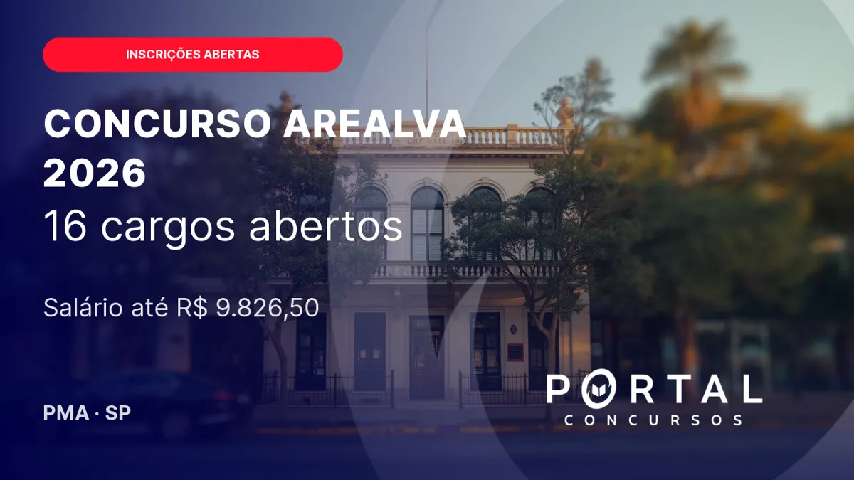Concurso Prefeitura Arealva (SP) 2026: inscrições abertas até 12 de outubro