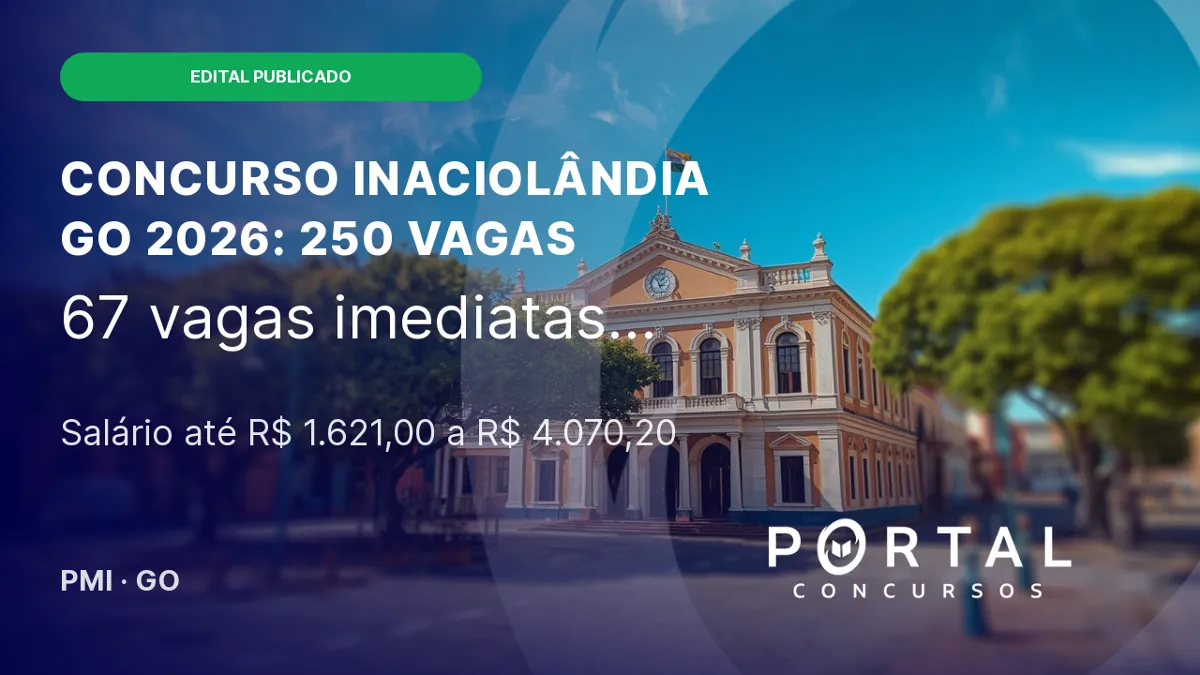 Concurso Inaciolândia GO 2026: edital unificado com 250 vagas