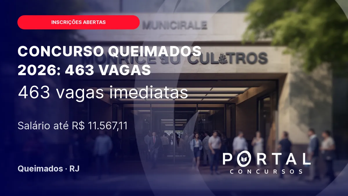 Concurso Queimados 2026: edital com 463 vagas e inscrições abertas